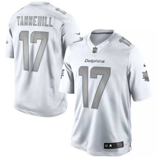 Men's Elite Ryan Tannehill Nike Jersey White - #17 Platinum NFL Miami Dolphins